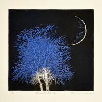 Tree and Moon of Ancient City (II) (Blue) by Yoshikazu Tanaka