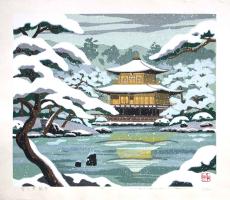 Kinkakuji in Snow by Masao Ido