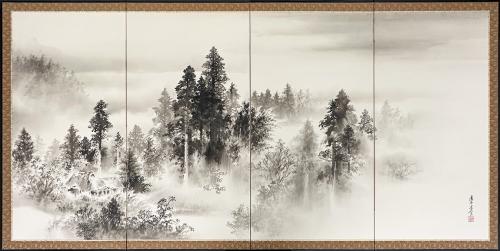Sumi Landscape with Tall Trees 23-1 by Seikodojin Yamamoto
